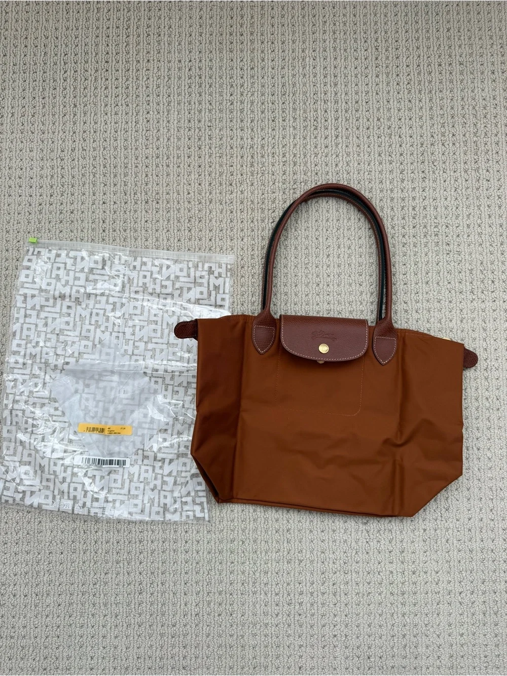 LE PLIAGE ORIGINAL M TOTE BAG Cognac - Recycled canvas NWT - Picture 3 of 11